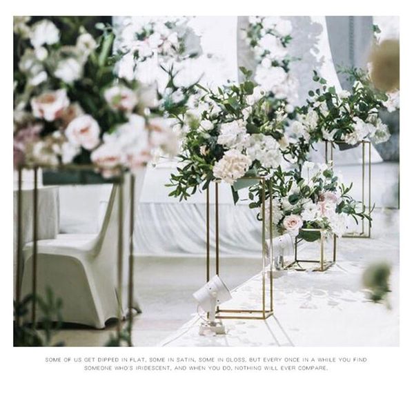 

party decoration metal wedding centerpiece flower stand geometric rectangular frame backdrop road lead home