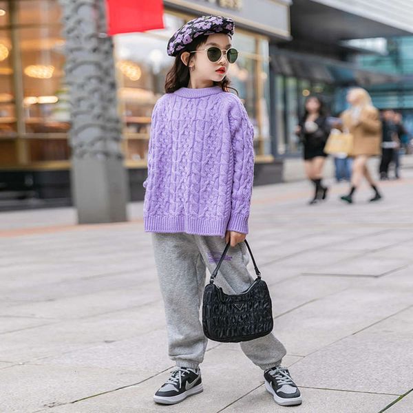 

mycos girls' 2020 new big kids' korean version thickened sweater children's foreign sle loose knit shirt qae3, Blue