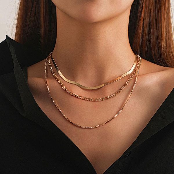 

chokers punk multilayer choker necklace blade snake bone chain clavicle women fashion geometric vintage jewelry kolye, Golden;silver