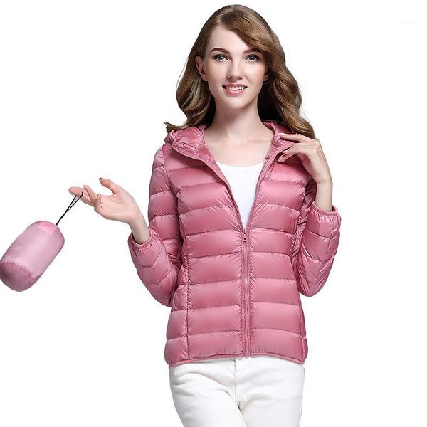 

winter thin down coat white duch down hooded jackets women warm coat1, Black