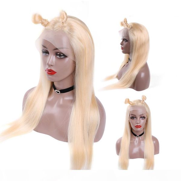 

honey blonde brazilian 613 lace frontal wigs silky straight 100% virgin hair wig 150 % density with baby hair ing, Black;brown