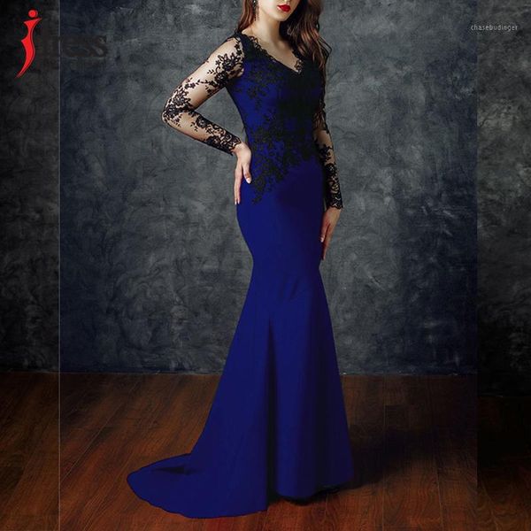 

idress 2020 pink/ blue/ red lace patchwork elegant maxi dress for women transparent long sleeve bodycon autumn party night dress1, Black;gray