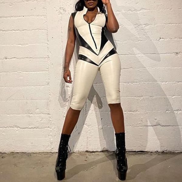 

2021 high street overalls in fashion hipster punk rock thin spring designer the new contrast sleeveless seam o403, Black;white