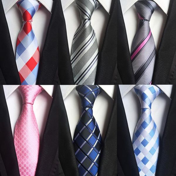 

sitonjwly 8cm formal dress neck ties for men polyester woven gentlemen necktie wedding business women gravatas custom logo, Blue;purple