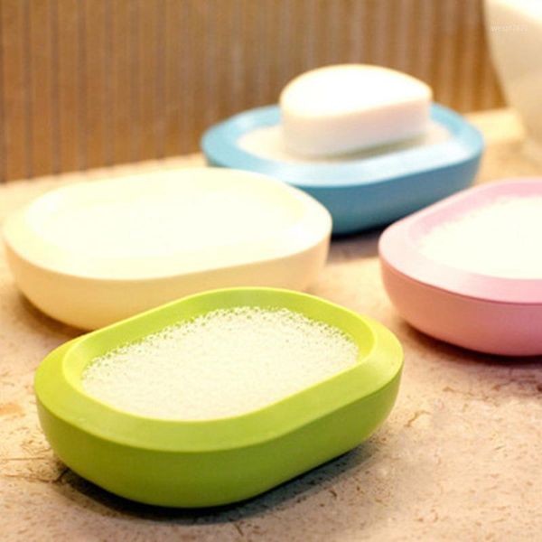 

2pcs plastic plastic soap box, soap holder dish with sponge pad,bathroom supplies1