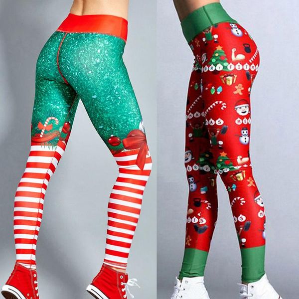 

sfit 2020 christmas printing leggings put hip elastic high waist legging breathable merry christmas pants fashion woman leggins, White;red