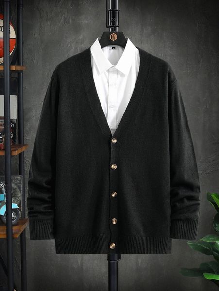 

men solid button front cardigan without shirt b2ck#, White;black