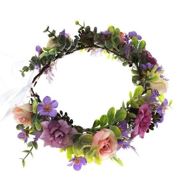 

12 pcs ldyllic floral flower crown festival headband women hair accessories bridesmaid girl floral garland wedding qylztl