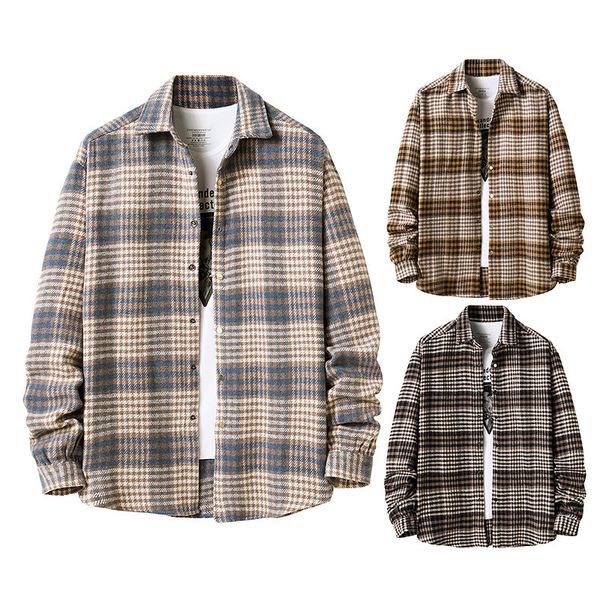 

flannel plaid shirt men's style jacket shirt new autumn casual long sleeve shirt soft comfort slim fit styles brand plus size 1022, White;black