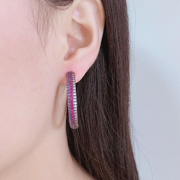

2021 new black copper colorful full set cubic zirconia big round earrings fashion female party gift womens fashion jewelry, Golden;silver