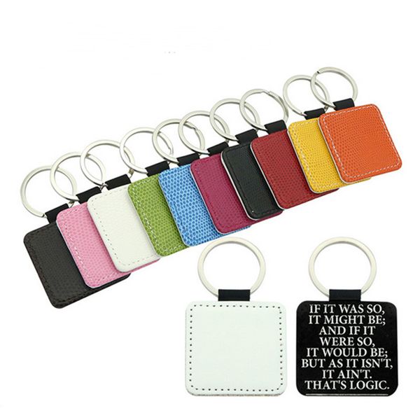 

snakeskin pattern single-sided blank edging treatment thermal transfer diy pattern keychain pu leather key ring keychain sale e122306, White