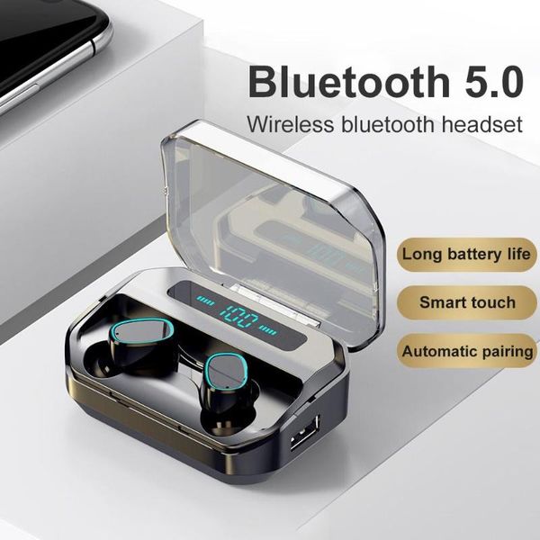 

tws bluetooth 5.0 earphones 2200mah charging box wireless headphone 9d stereo sports waterproof in-ear earbuds handsheadset