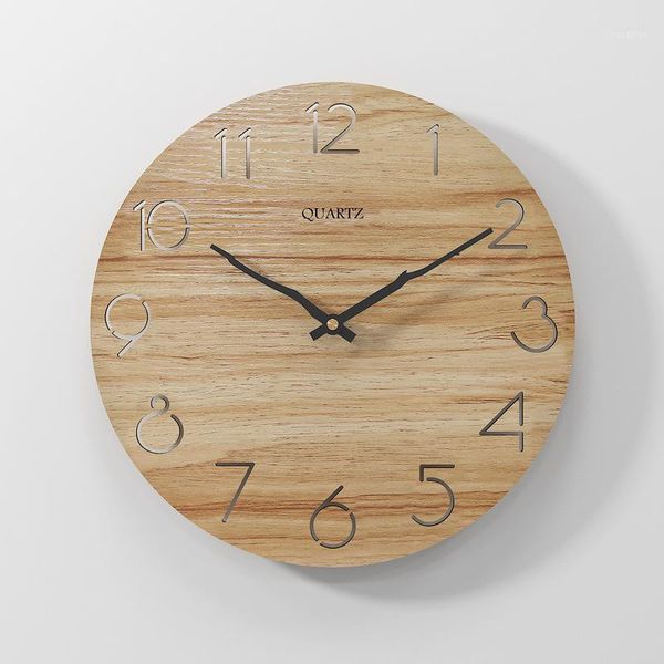 Простые кварцевые деревянные настенные часы современный дизайн творческий роскошный северный цифровой бесшумный reloj Cocina домашняя часы BJ50WC часы
