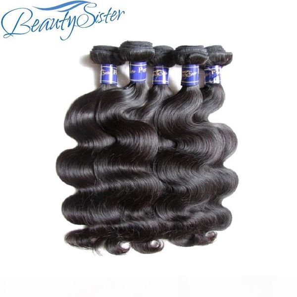 

beautysister hair peruvian virgin hair body wave 5 bundles lot unprocessed peruvian remy human hair extensions weaves natural color, Black