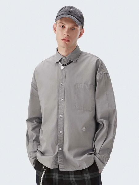 

men patch pocket graphic embroidery shirt 08tj#, White;black