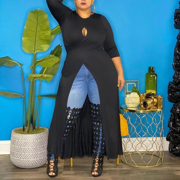 

2021 xl-5xl plus size african woman shirt t 2021 hollow out simple black division long sleeve ladies streetwear tshirt my3y, White