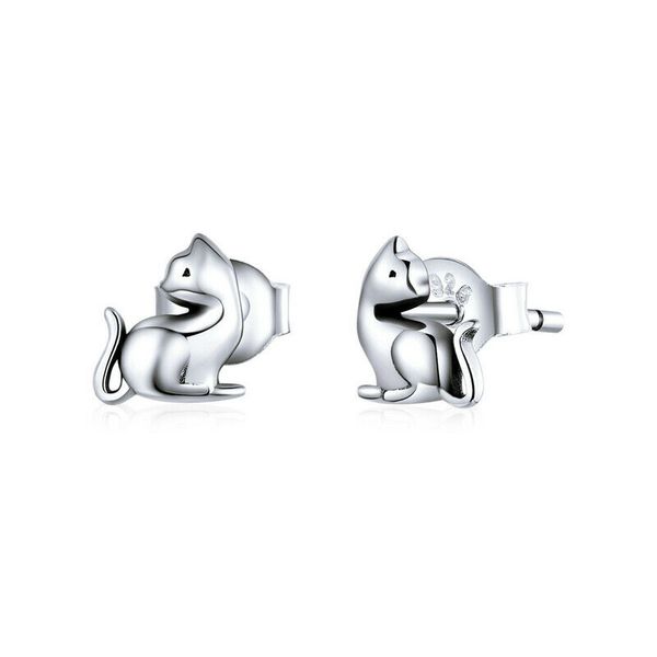 

fashion european real 925 silver lovely cat stud earrings for fashion women girls christmas gifts, Golden;silver