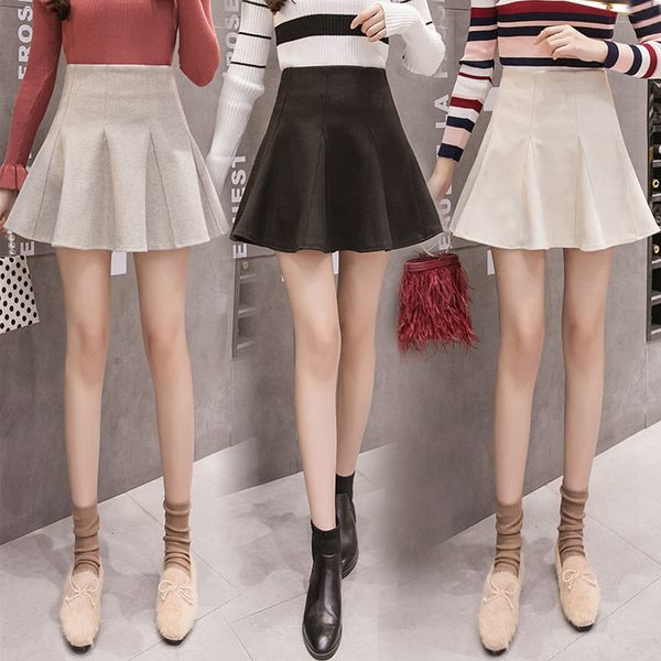 

new autumn 2021 wool high apricot/black japanese skirt y378 gyum