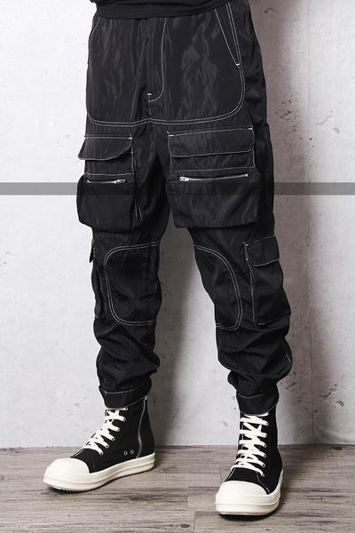 

men's pants 2021 men's clothing gd hair stylist fashion catwalk high street hip hop loose legged casual with reverse stitching1, Black