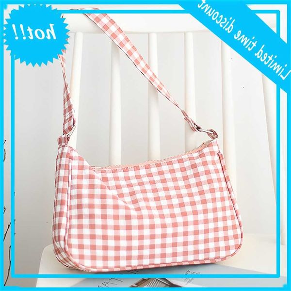 

korean version of small fresh lattice single shoulder bag