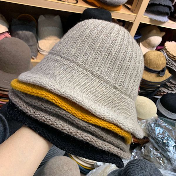 

knitted wool korean winter fisherman's hat for women, Blue;gray