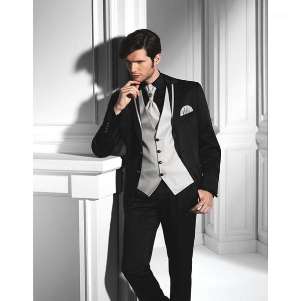 

men's suits & blazers 2021 generous black mens wedding notched lapel tuxedos two button groomsmen (jacket+pants+vest) a1031, White;black