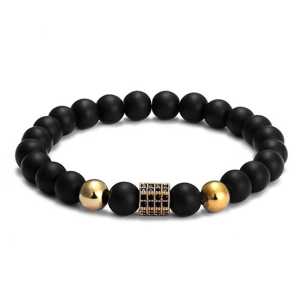 

livvy natural stone men's bracelet adjustable black paving cz hexagonal natural stone beads bracelet jewelry friends gifts gift