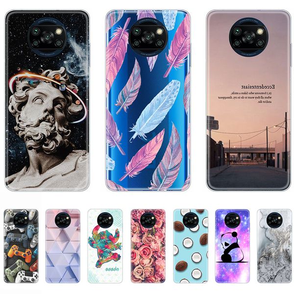 

для xiaomi luxury кремний прозрачного shell телефон case на poco x3 nfc гибкого противоударного etui бампер fundas coque