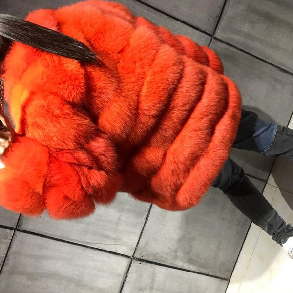 

women's fur & faux women jacket lady natural real quality coat, Black