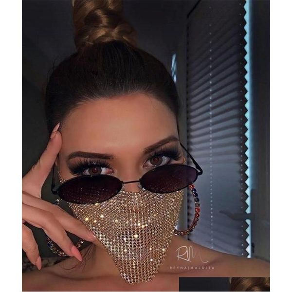 

trendy bling rhinestone face mask jewlery for women face body jewelry night club decorative jewellery party mask kka7883 8rvis