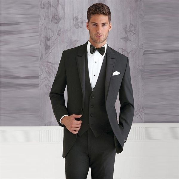 

handsome men formal charcoal men slim suits business tailor made grooms groomsmen wedding suit tuxedos (jacket+pants+vest) 201123, White;black