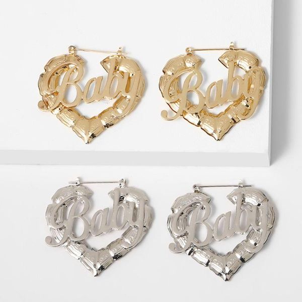 

ethnic style geometric hoop earrings gold silver color alloy tone bamboo punk women women, Golden;silver