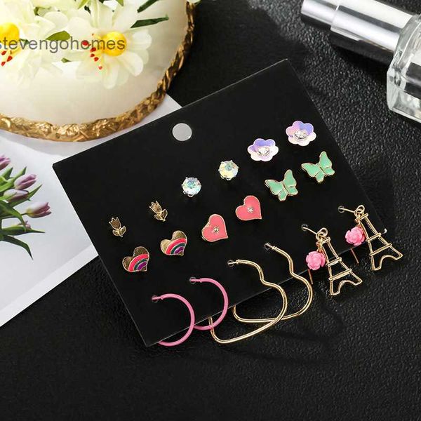 

women's popular butterfly drop oil combination eiffel tower earrings, Golden