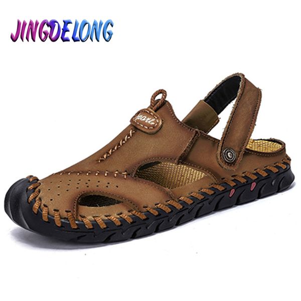 

fashion men soft sandals comfortable breathable men casual leather sandals men roman summer outdoor beach sandals big size 38-46 t200420, Black