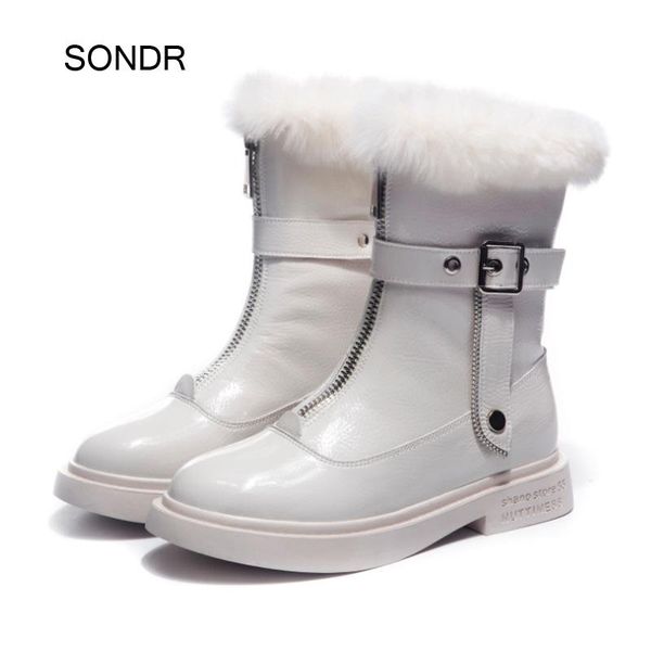 

зимние белая обувь женщина натуральной кожи снега сапоги плюшевых моды марк леди теплый обувной с меховым женским голеностопного botas mujer, Black