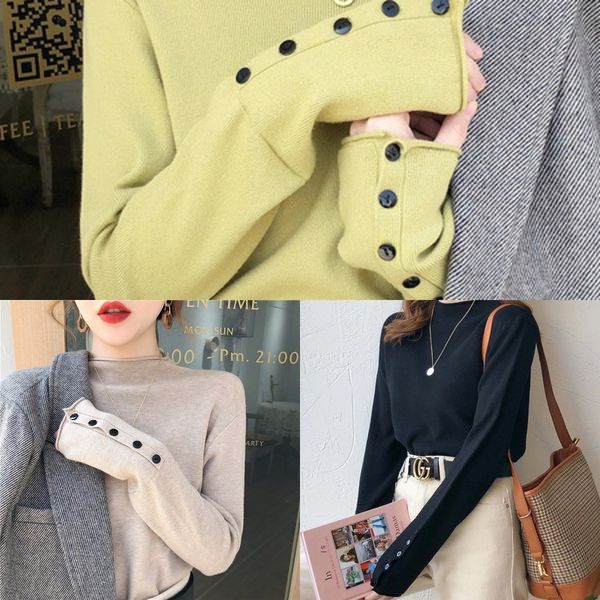 

полу высокий воротник нижнего футболку осенью top sweaterand зимой sweatert футболки 2020 новый универсальный внешний износ тонкий свитер же, White;black