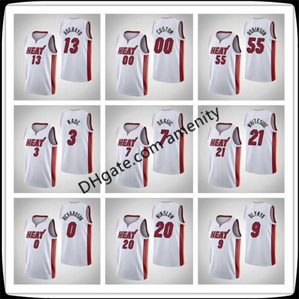 

мужчины тепла майами 21 витезид 3 wade 7 dragic баскетбольных маек hassan дуэйн горан джерси белого ассоциация нового, Black