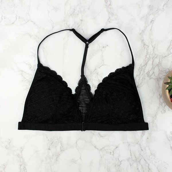 

bras elegant front closure wire bra lace floral seamless small chest push up y-shaped back beauty underwear women1, Red;black