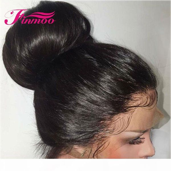 

13x4 13x6 straight lace front human hair wigs indian remy hair pre plucked with baby hair bleached knots for women natural color, Black