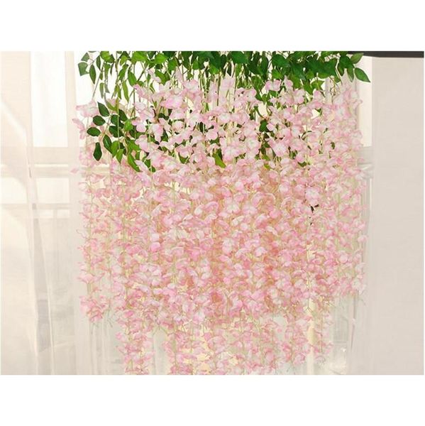 

110cm dense wisteria flower artificial silk flower vine elegant wisteria vine rattan for wedding garden home par jlljoz bdebag