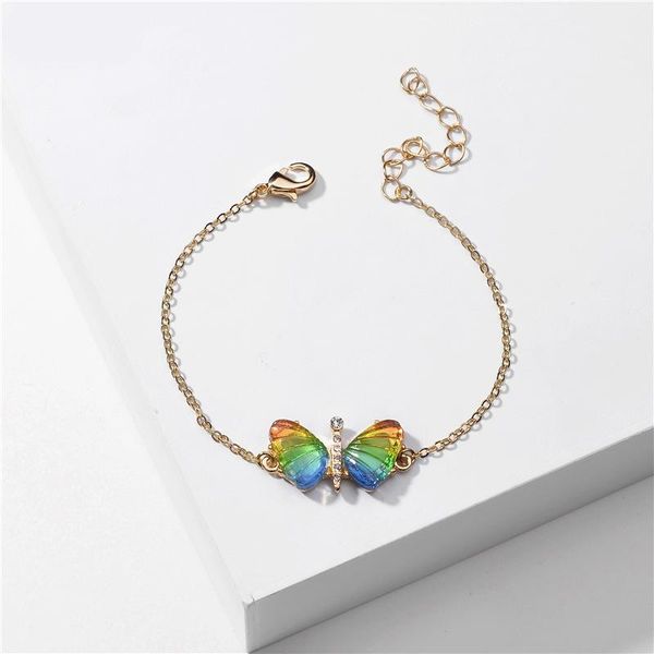 

charm bracelets fashion jewelry colorful transparent acrylic butterfly dainty chain link for women, Golden;silver