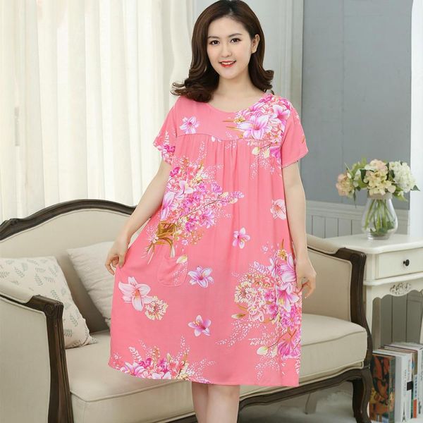 

women's sleepwear plus size 4xl nightgown women nightgowns cotton short sleeve nightwear vestido vintage pijama nightdress, Black;red