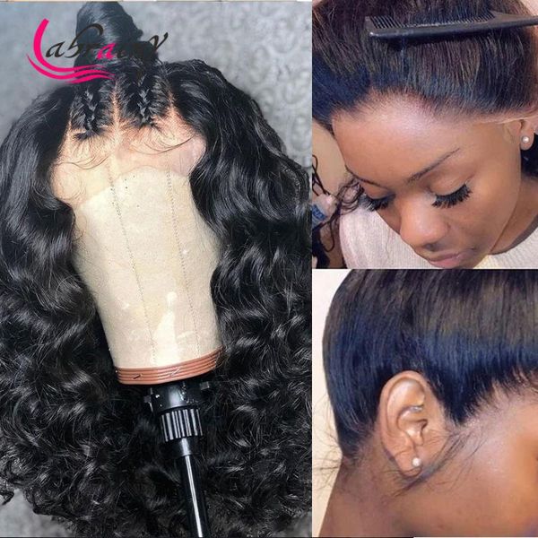 

13x6 hd transparent lace front wig boday wave glueless 1b glueless lace frontal human hair wigs pre plucked bleached knots bob, Black;brown