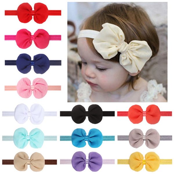

handmade newborn kids bow chiffon headbands soft chiffon headwear elastic head band baby girls hair accessorie 0626, Black;brown