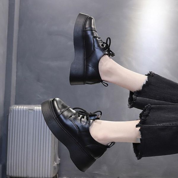

british style 2020 spring new popular ladies white small shoes women increase thick bottom autumn women's shoes muffin ladies1, Black