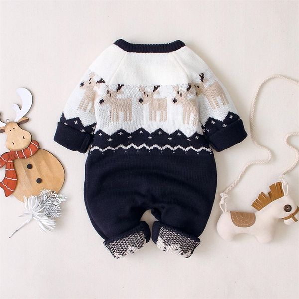

baby rompers christmas autumn long sleeve newborn bebe boys girls jumpsuits reindeer knitted toddler overalls children clothing y200320, Blue