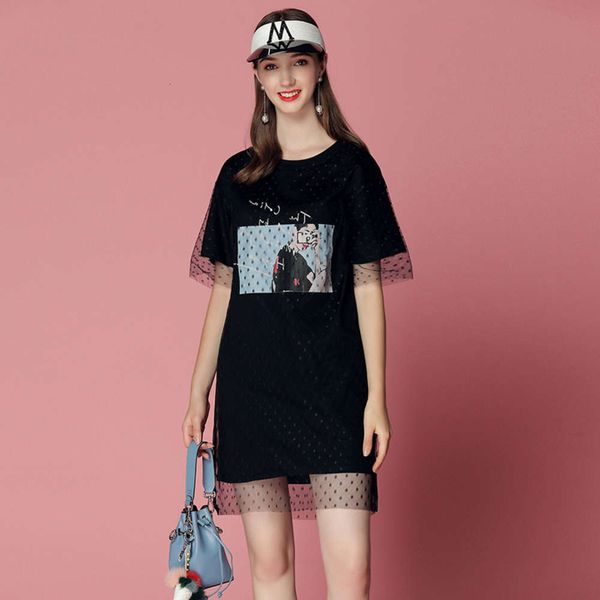 

summer 2019 small new black women's careful machine mh dot t-shirt skirt straight drs fashion, Black;gray