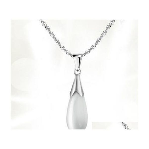 

new fashion jewelry long big opal pendant water wives chain necklace 925 sterling silver plating women pendant necklace shipping drhzj