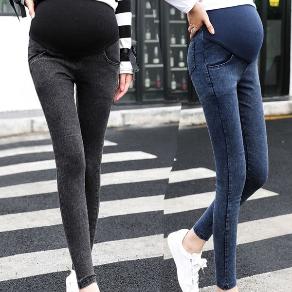 Fashin pantaloni premaman Jeans per donne incinte Gravidanza Pantaloni skinny sopra i pantaloni Elastico Jean Femme Enceinte