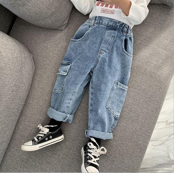

2020 new arrival girls boys denim pants spring autumn fashion kids jean pants 2-7t yc729, Blue